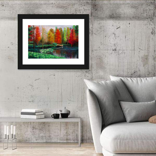Autumn Pond with Water Lilies Wall Art