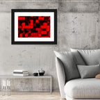 Crimson Cubes Geometric Pattern Wall Art