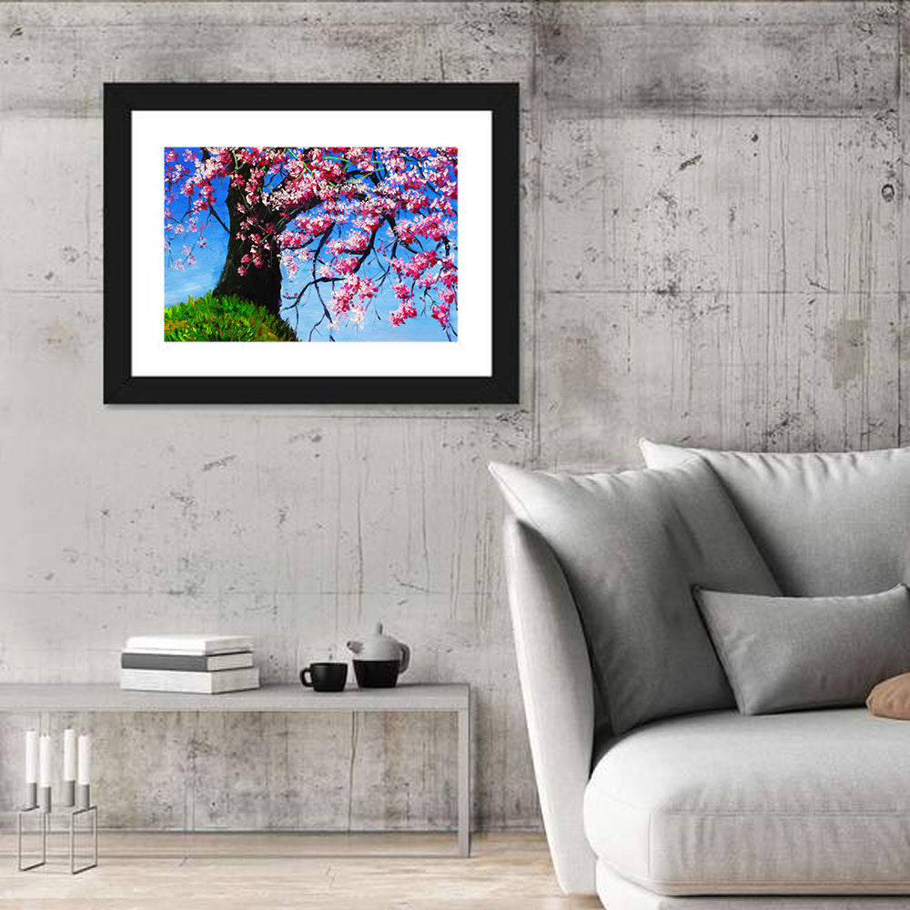 Spring Cherry Tree Illustration Wall Art