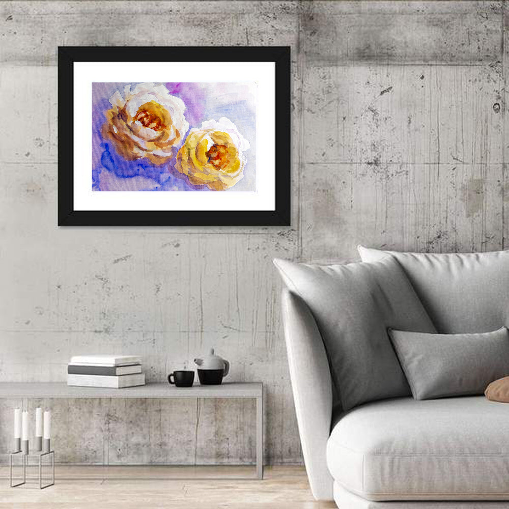 Diagonal Rose Pair Study Wall Art