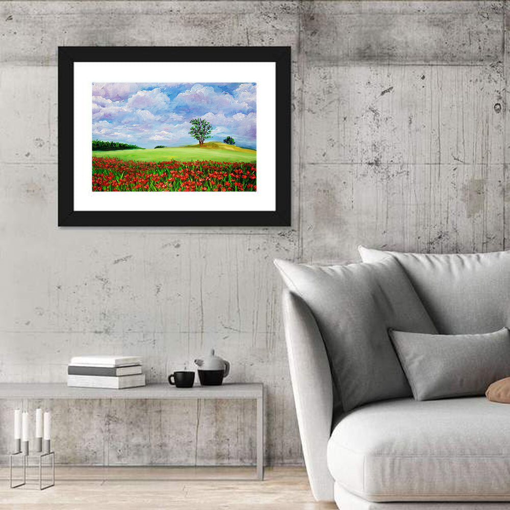 Poppy Meadow Landscape Wall Art