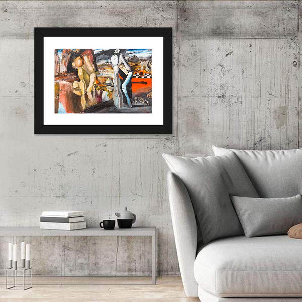 Metamorphosis of Narcissus Split Scene Wall Art in a room, landscape
