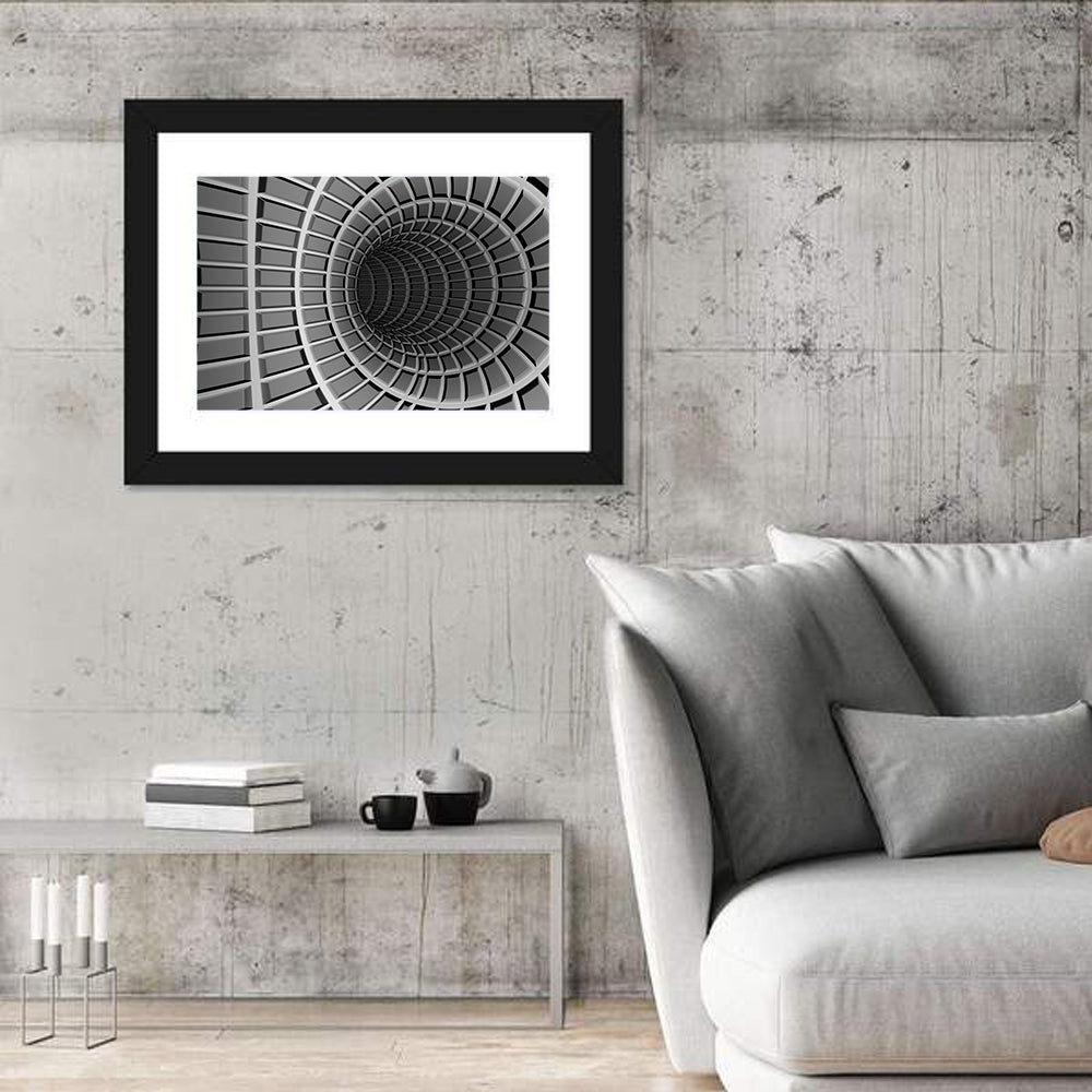 Metal Tunnel Abstraction Wall Art in a room, landscape