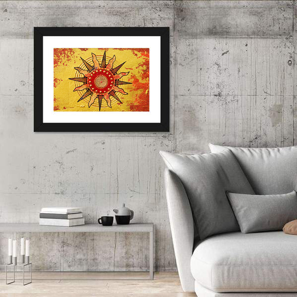 Golden Sunburst Mandala Wall Art