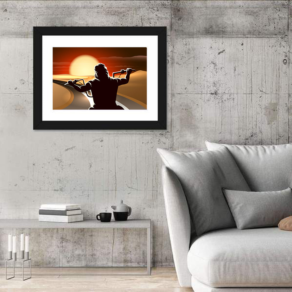 Night Rider In Desert Twilight Wall Art