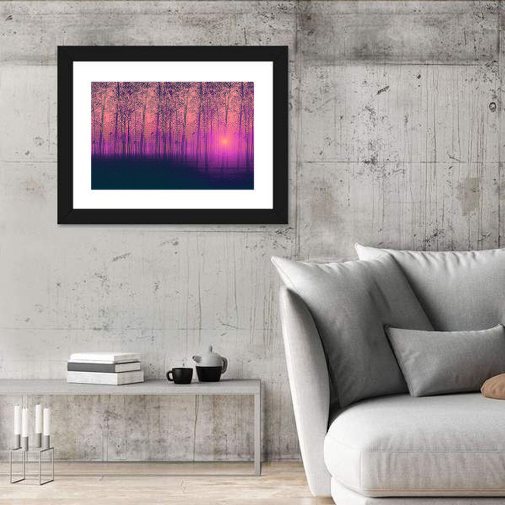 Foggy Poplar Trees Artwork Wall Art