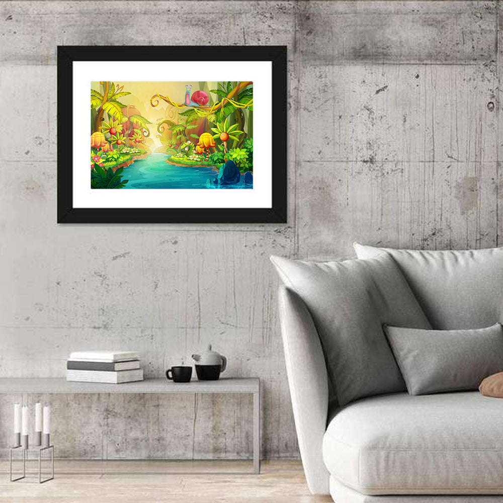Fairy River with Snail Wall Art in a room, landscape