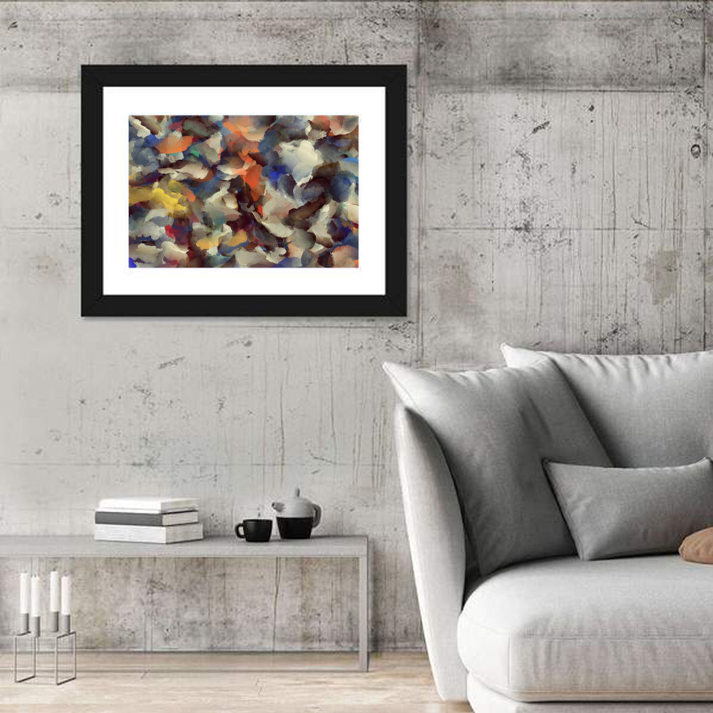 Colorful Brushstroke Composition Wall Art in a room, landscape