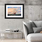 Tall Ship at Golden Sunset Wall Art