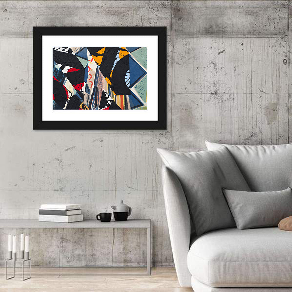 Textured Geometric Paper Collage Wall Art