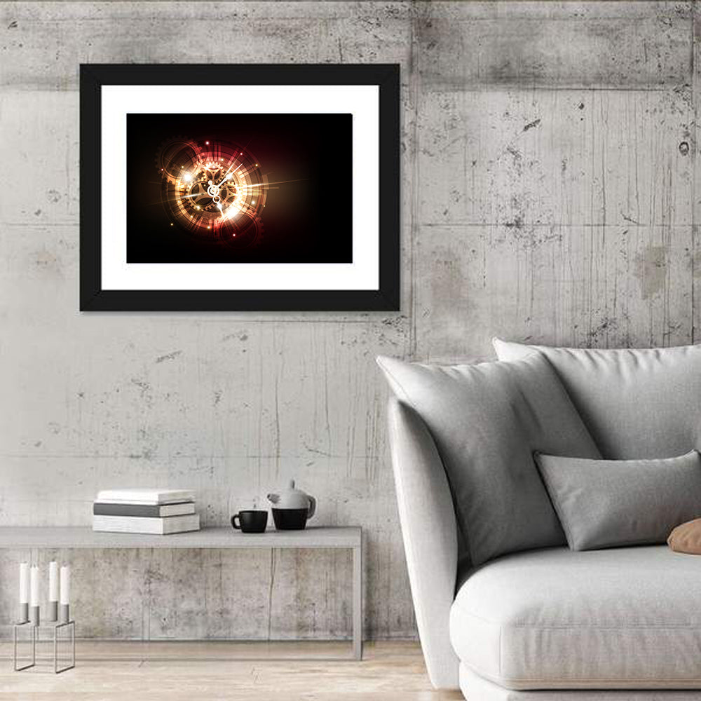 Steampunk Time Machine Concept Wall Art in a room, landscape