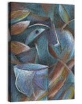 Cubist Pastel Cup and Leaves Wall Art