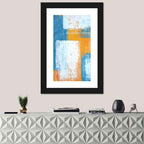 Layered Blue and Orange Rectangles Wall Art
