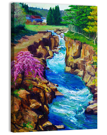 Stream Flowing Illustrtaion Wall Art