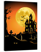 Haunted House Under Full Moon Wall Art