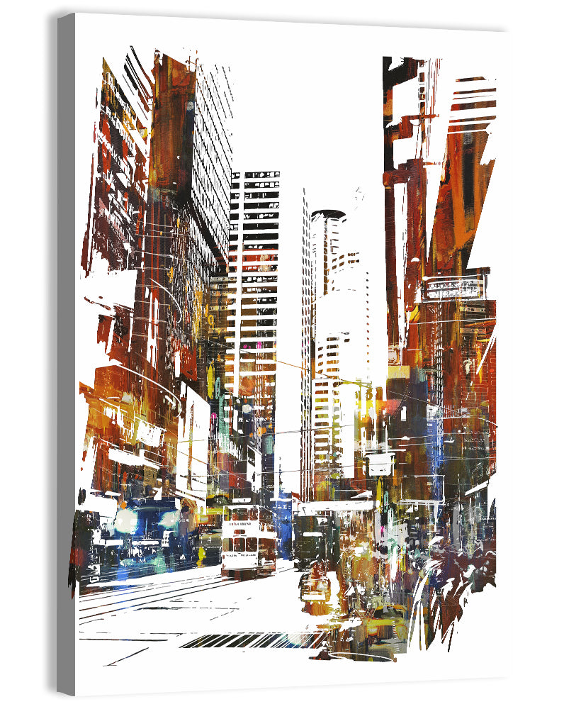 Urban Street with Double-decker Bus Wall Art