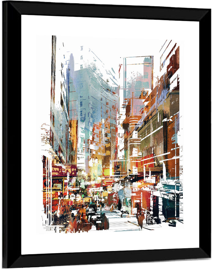 Upward Cityscape Abstract Wall Art as a framed print
