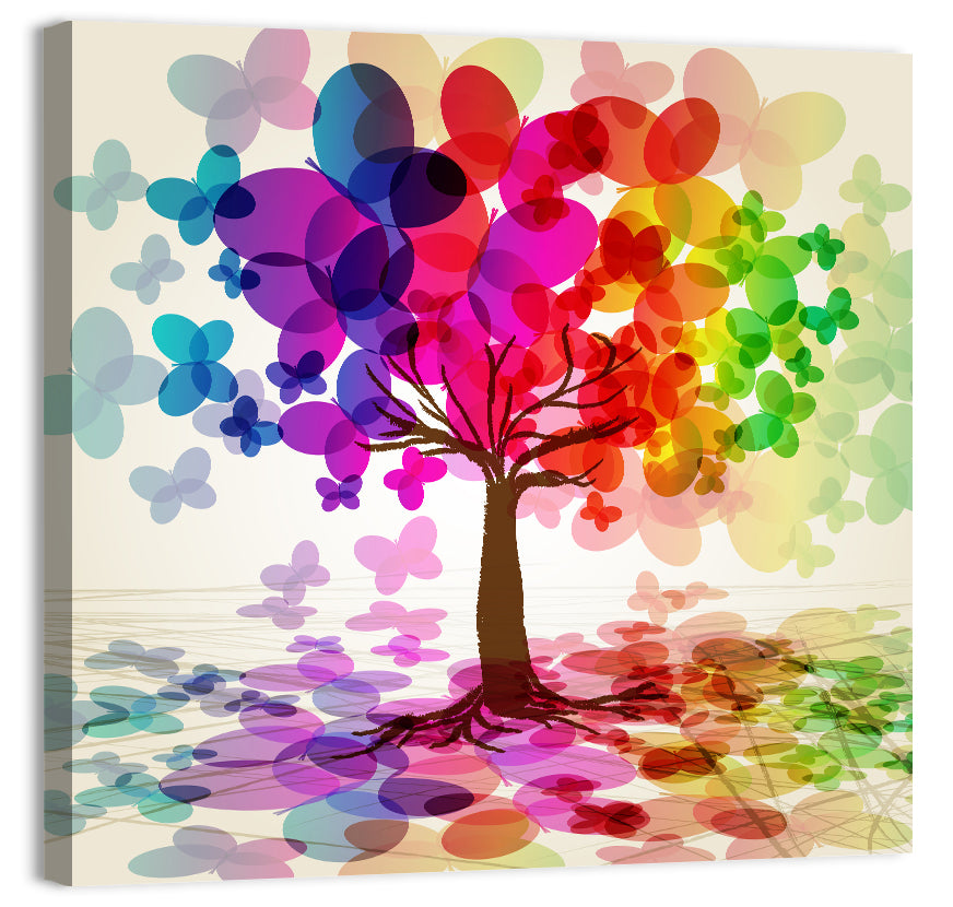 Rainbow Butterfly Tree Wall Art