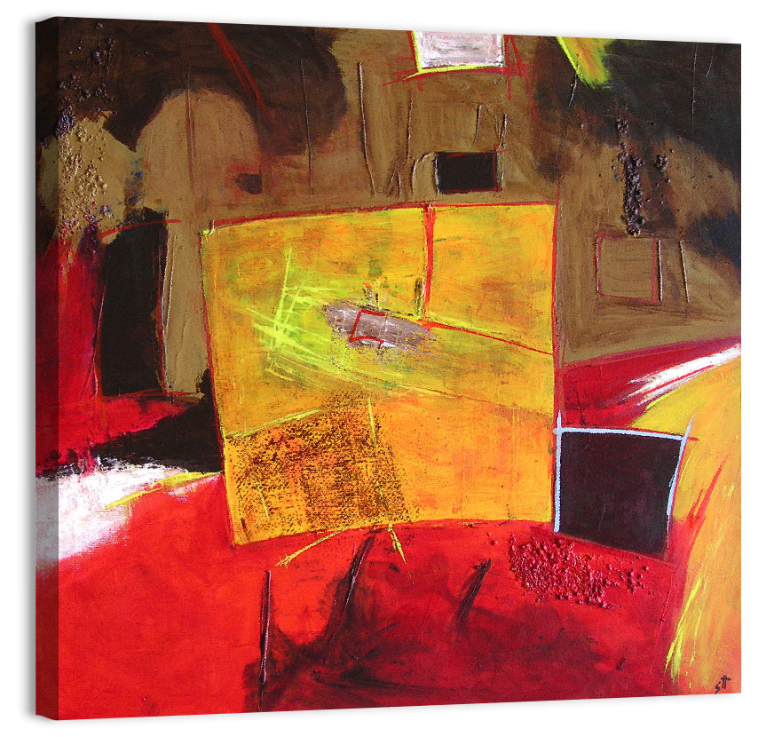 Geometric Abstract in Red and Yellow Wall Art