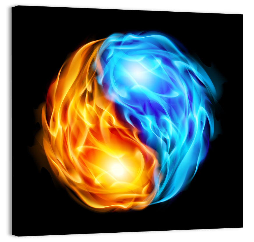 Flaming Yin Yang Symbol Wall Art