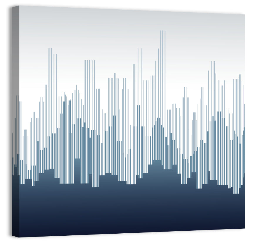 Abstract Blue City Skyline Wall Art, canvas print, square