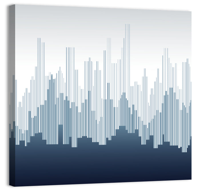 Abstract Blue City Skyline Wall Art as a canvas print