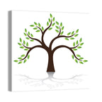 Green Tree with Reflection Illustration Wall Art