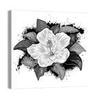 Ink Splatter Hibiscus Illustration Wall Art