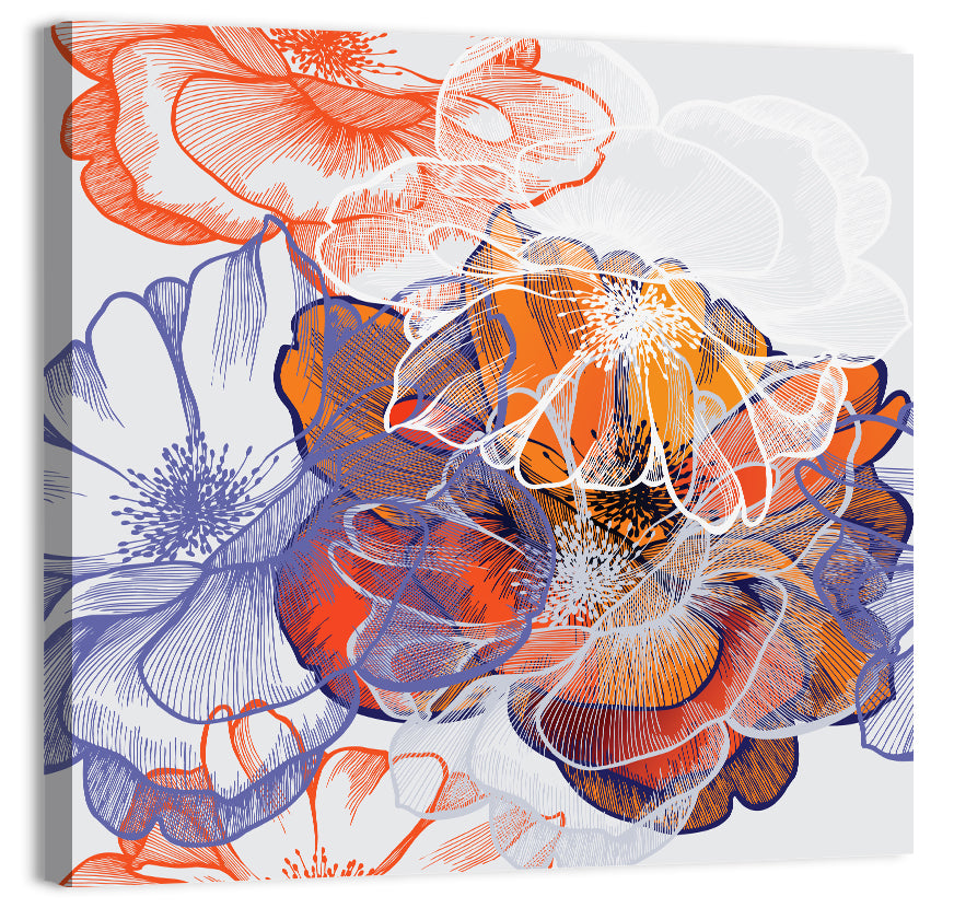Layered Rose Collage Pattern Wall Art