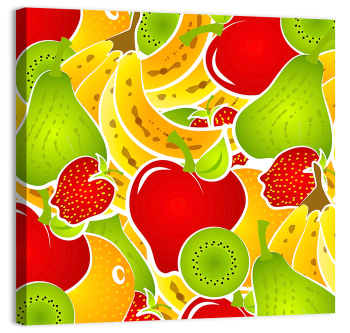 Healthy Fruit Pattern Wall Art as a canvas print