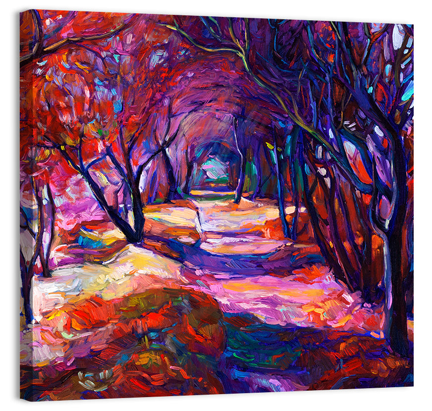 Autumn Woodland Path Oil Painting Wall Art