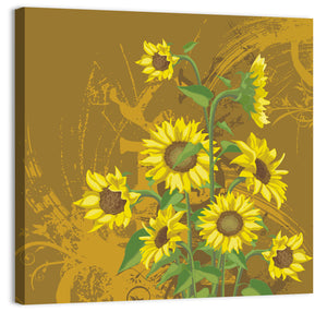 Sunflowers Bunch Illustration Wall Art