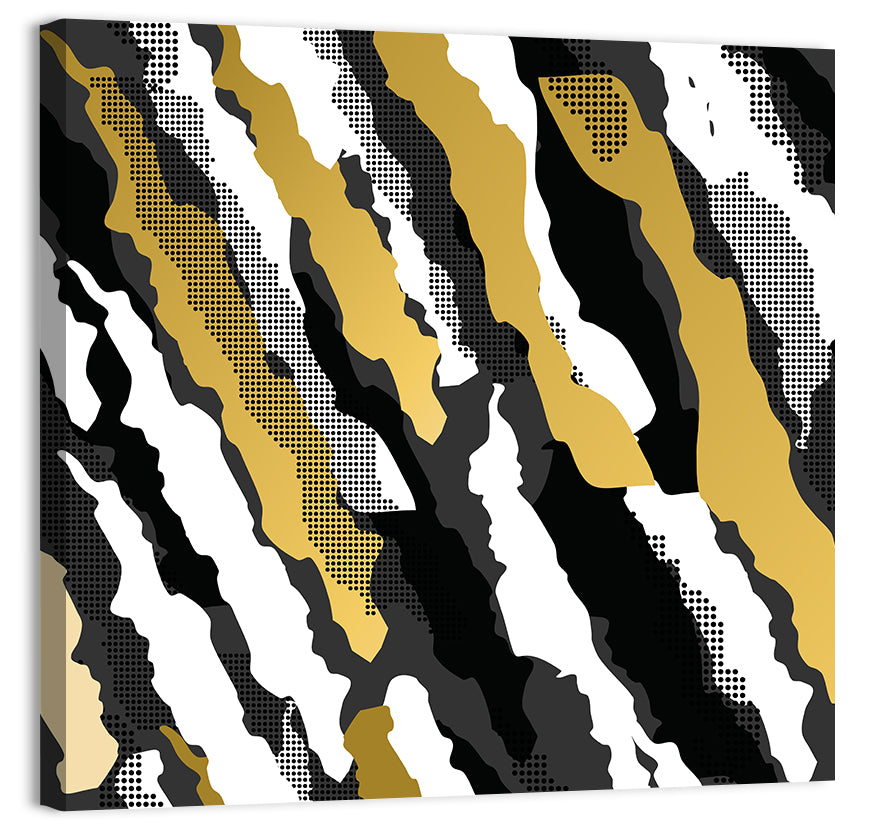 Retro 80s Diagonal Camouflage Pattern Wall Art