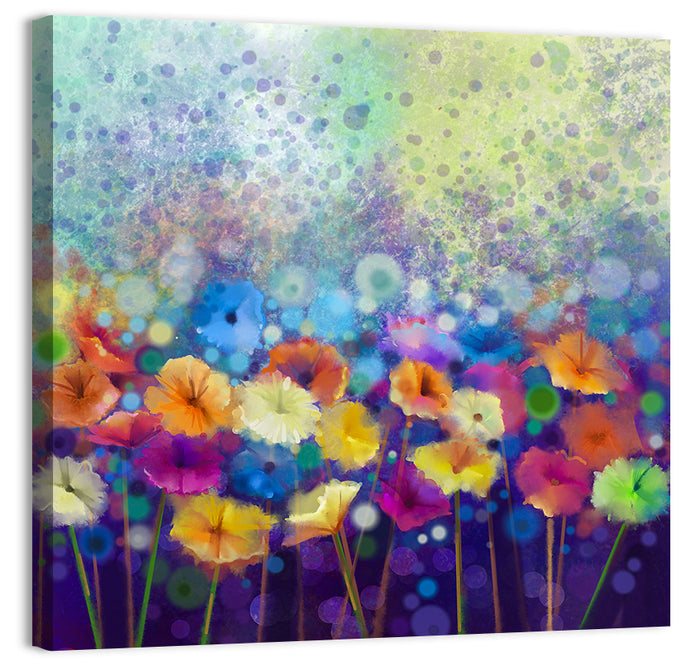 Blue Meadow Watercolor Floral Wall Art as a canvas print