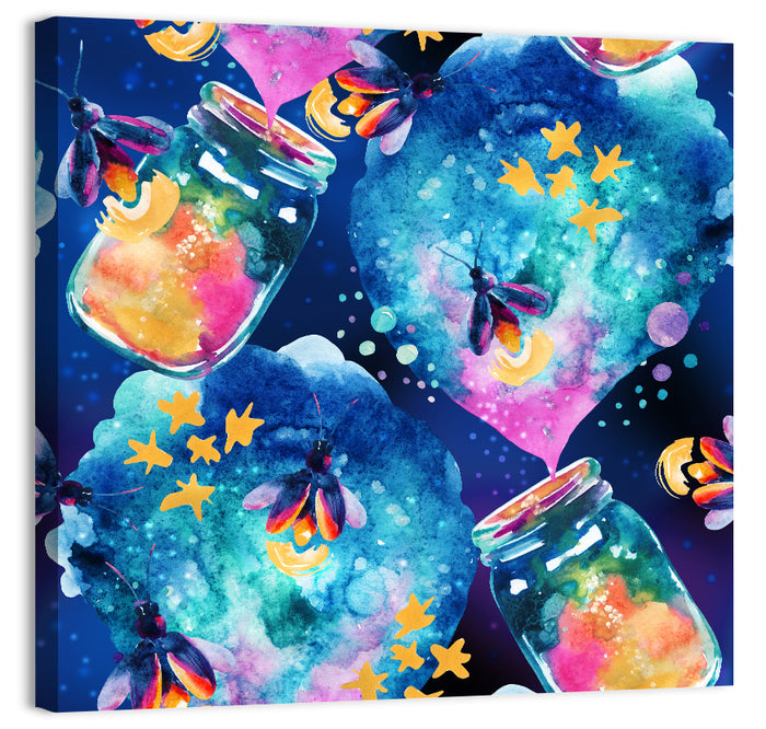 Magic Firefly Illustration Wall Art as a canvas print