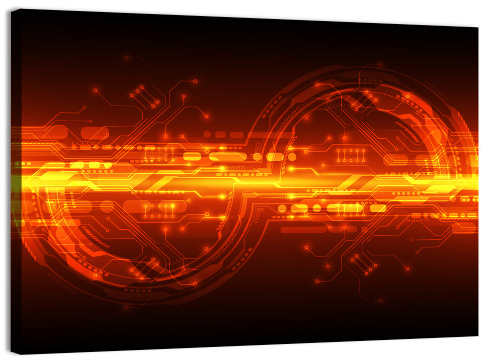 Glowing Circuitry Network Wall Art
