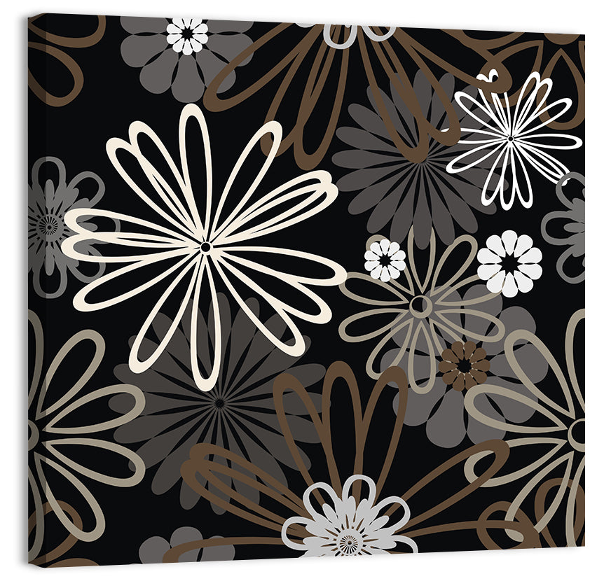 Retro Floral Illustration Wall Art, canvas print, square