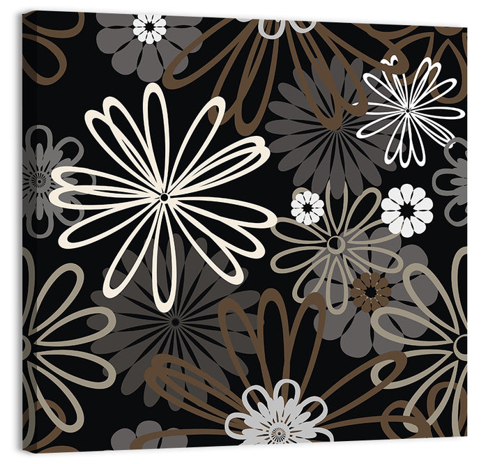 Retro Floral Illustration Wall Art as a canvas print