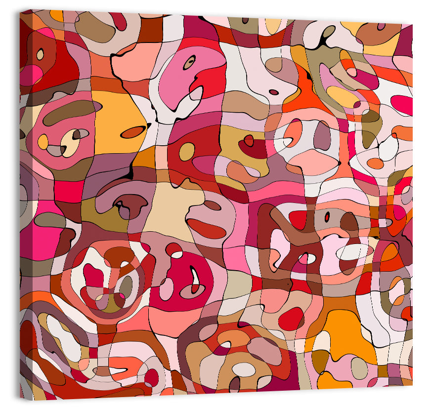 Vibrant Organic Mosaic Abstract Wall Art, canvas print, square