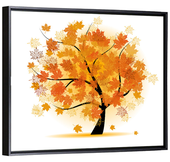 Maple Tree Illustration Wall Art as a framed canvas