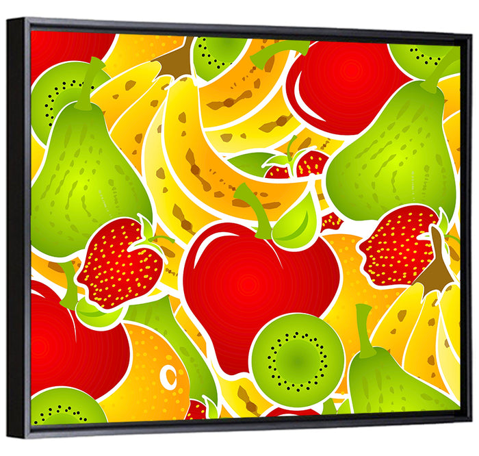 Healthy Fruit Pattern Wall Art as a framed canvas