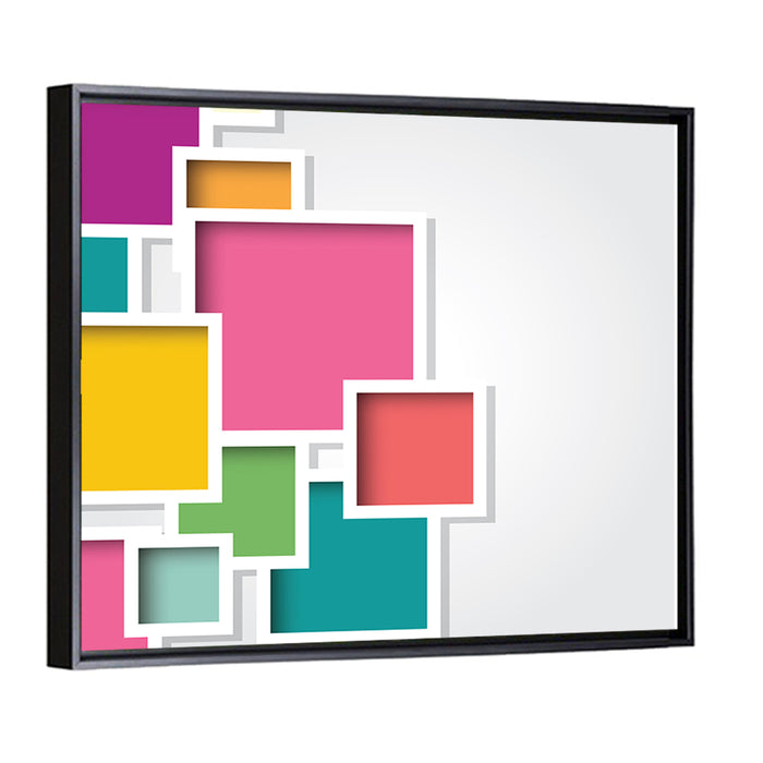 3d Layered Square Composition Wall Art as a framed canvas