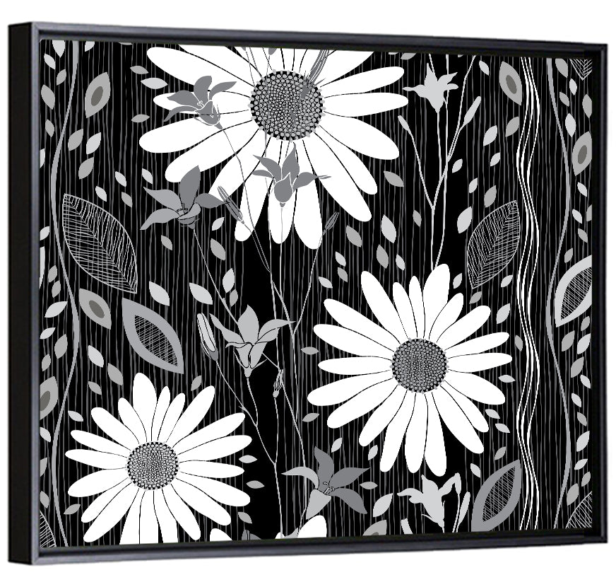 Monochrome Flowers Abstract Wall Art