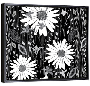 Monochrome Flowers Abstract Wall Art