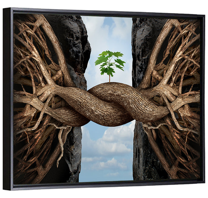 Braided Roots with Sapling Wall Art as a framed canvas
