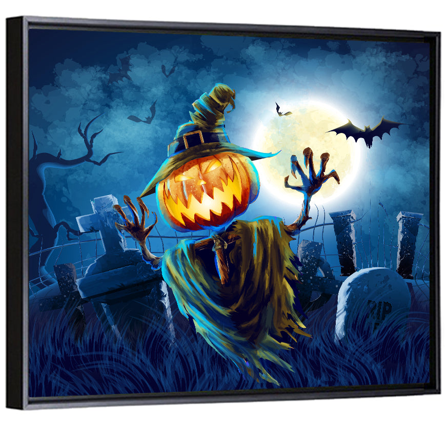 Moonlit Halloween Cemetery Wall Art