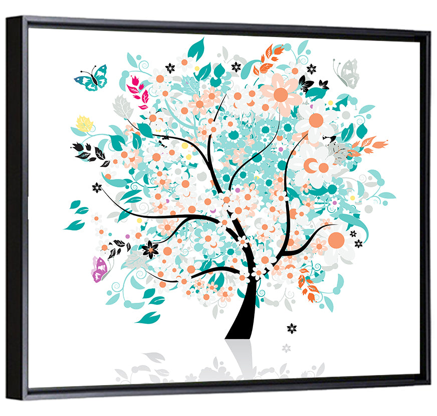 Whimsical Floral Tree Illustration Wall Art
