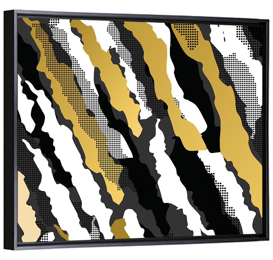 Retro 80s Diagonal Camouflage Pattern Wall Art