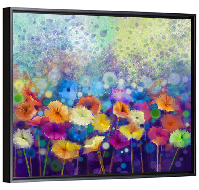Blue Meadow Watercolor Floral Wall Art as a framed canvas