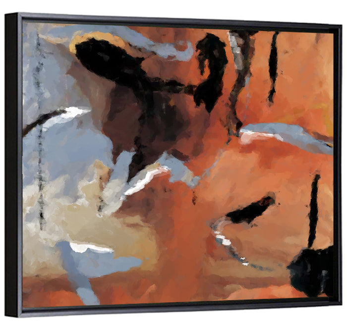 Barking Dog Gestural Abstract Wall Art as a framed canvas
